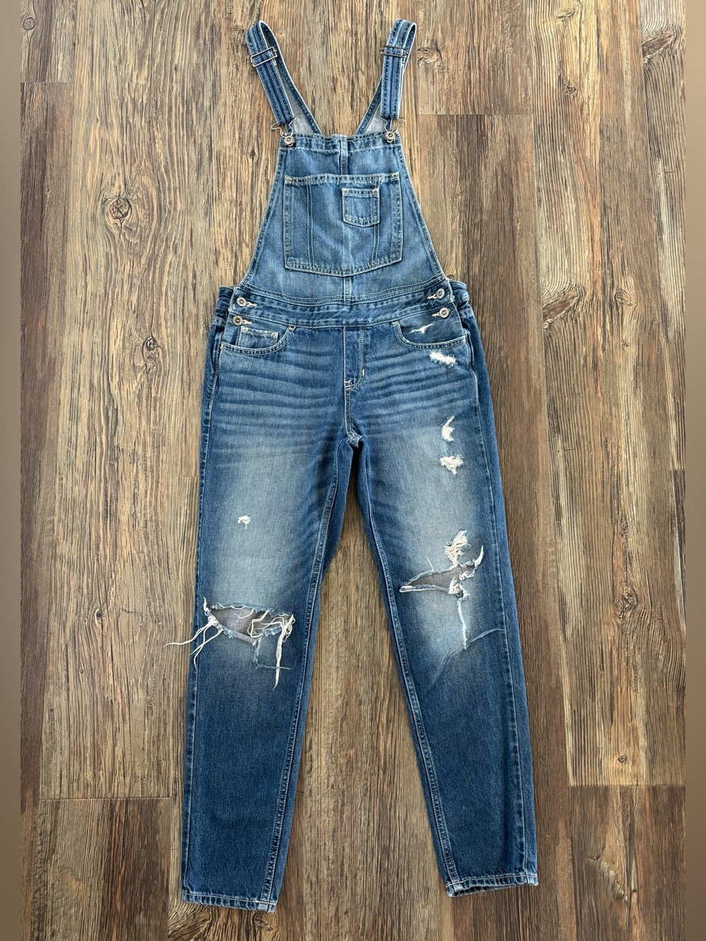 Hollister California Distressed Blue Denim Jean Overalls Dungarees Womens Small
